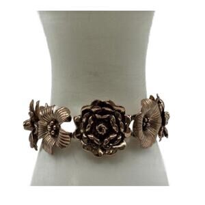 Vintage Cookie Lee Antique Gold Flower Bracelet